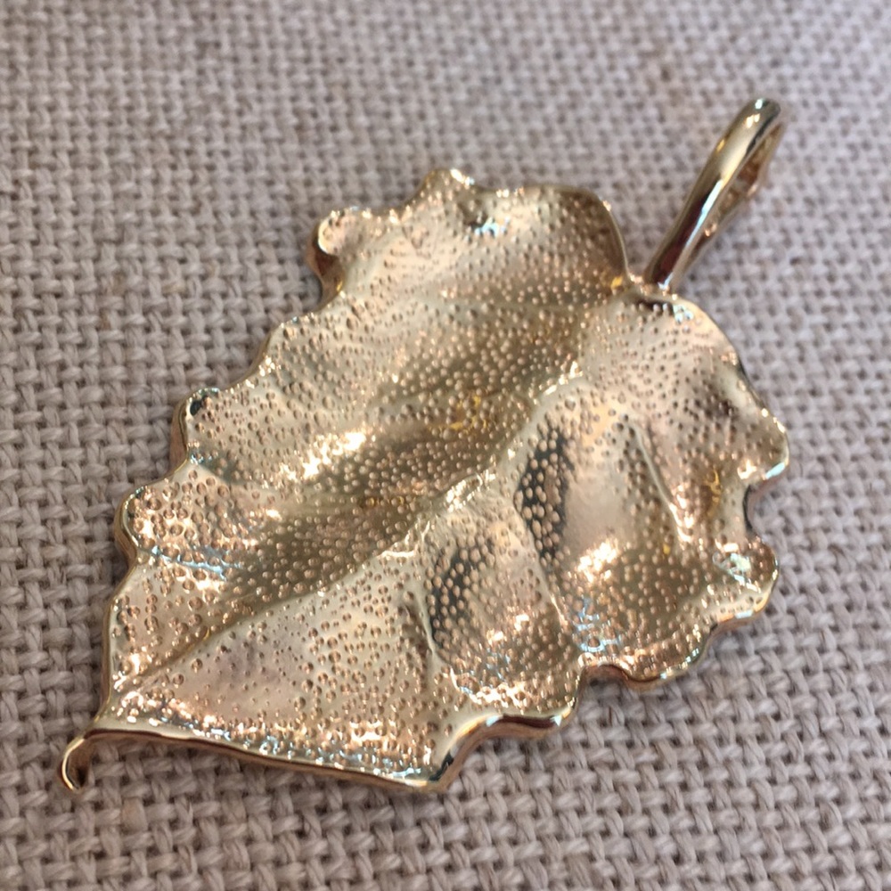 Gold Plated Solid Sterling Silver Leaf Pendant - image 5